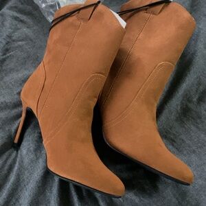 Worthington Rust Suede Pointed-Toe Stiletto Ankle Boots